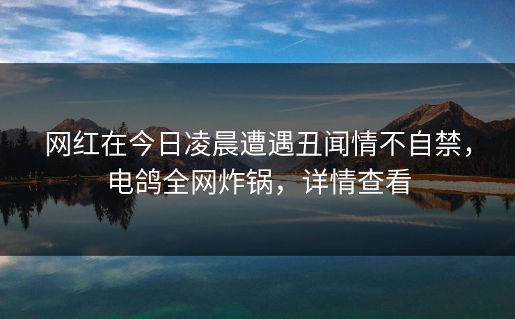 网红在今日凌晨遭遇丑闻情不自禁,电鸽全网炸锅,详情查看 网红在今日凌晨遭遇丑闻情不自禁,电鸽全网炸锅,详情查看