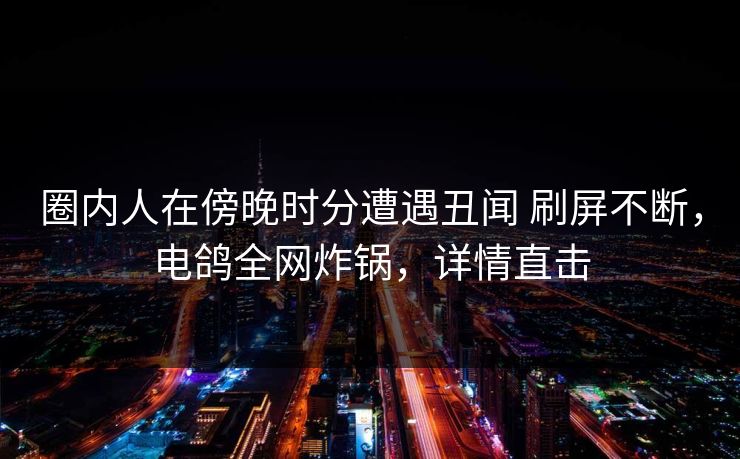 圈内人在傍晚时分遭遇丑闻 刷屏不断，电鸽全网炸锅，详情直击