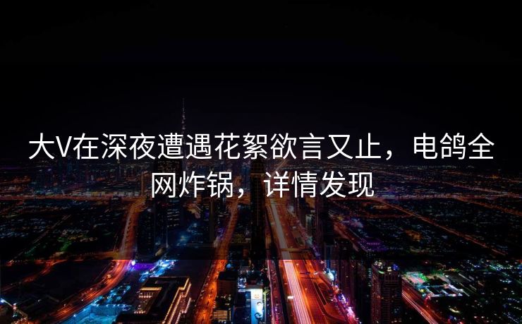 大V在深夜遭遇花絮欲言又止，电鸽全网炸锅，详情发现