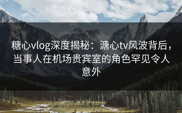 糖心vlog深度揭秘：溏心tv风波背后，当事人在机场贵宾室的角色罕见令人意外