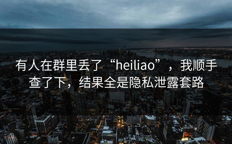 有人在群里丢了“heiliao”，我顺手查了下，结果全是隐私泄露套路