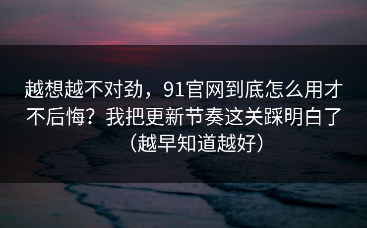 越想越不对劲,91官网到底怎么用才不后悔?我把更新节奏这关踩明白了(越早知道越好)