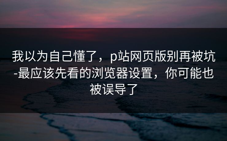 我以为自己懂了，p站网页版别再被坑-最应该先看的浏览器设置，你可能也被误导了