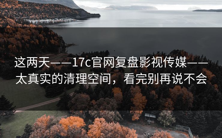 这两天——17c官网复盘影视传媒——太真实的清理空间，看完别再说不会