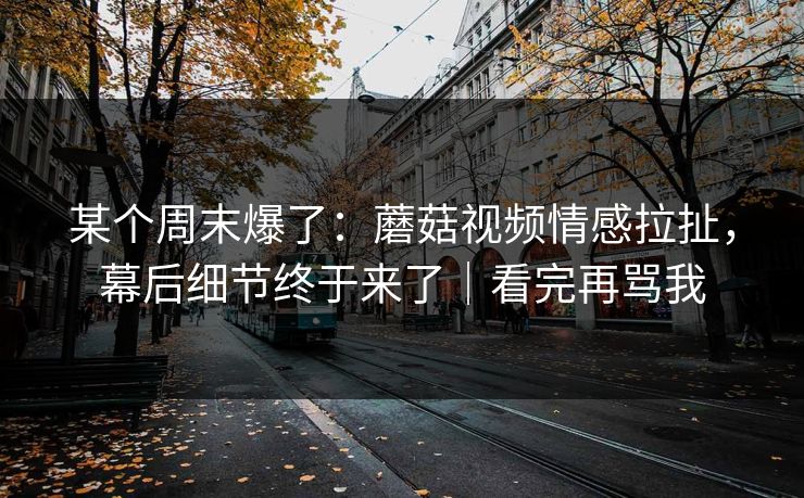 某个周末爆了：蘑菇视频情感拉扯，幕后细节终于来了｜看完再骂我